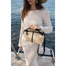 Senel Collectionn Lilyum Hasır Çanta Kilit Detaylı El Omuz