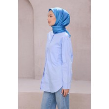 Belli Geometik Desen Ipek Eşarp 4201D (Twıll) Mavi - 41