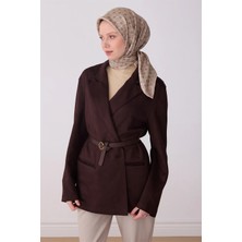 Belli Bej Etnik Desen %100 Twill Ipek Eşarp 4308-54