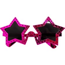 Nemere Fuşya Renk Yıldız Şekil Parti Gözlüğü Retro