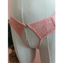 Zena Underwear Yolanda Özel Bölgesi Açık Sıra Taş Detaylı Dantelli Kadın Sütyen Takım (Max. 60 Kilo Ile Uyumludur)