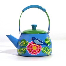 Dedemin Emayeleri Çelik Demlik Mavi Kuşlu