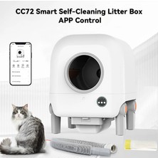 CC72 Otomatik Kendi Kendini Temizleyen Kedi Kum Kabı Tuvaleti  5g Desteği/video Izleme/uygulama Kontrolü/sıkışma Önleyici/koku Giderici