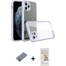 Marsilyan™- iPhone 11 Pro Max Kılıf Nova Asil Özel Seri - Siyah Mat Seramik Nano Ekran Koruyucu + Açık Yeşil Metal Kamera Lens Koruma Cam