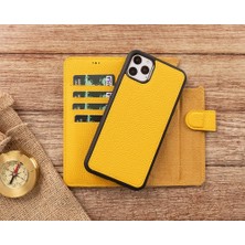 Gp Iguana Apple iPhone 11 Pro Max Uyumlu Deri Cüzdanlı Kılıf FL12 Sarı