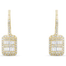 Lial Diamond 0.29 Karat Baget Pırlanta Küpe ,doğal Pırlanta, Sertifikalı Mücevher