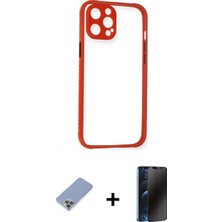 Marsilyan™- iPhone 12 Pro Kılıf Nova Asil Özel Seri - Siyah 3D Antistatik Hayalet Cam Ekran Koruyucu + Koyu Yeşil Metal Kamera Lens Koruma Cam