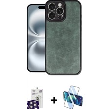 Marsilyan™- iPhone 16 Pro Max Kılıf Kıvılcım Işık Serisi - Siyah 3D Antistatik Cam Ekran Koruyucu + Titanyum Gri Bilvis Titan Kamera Lens