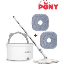 Pony 2 Adet Yedekli Temiz & Kirli Suyu Ayırma Özelliği Otomatik Temizlik Seti Mop Paspas
