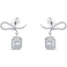 Lial Diamond 0.58 Karat Baget Pırlanta Küpe ,doğal Pırlanta, Sertifikalı Mücevher