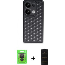 Marsilyan™- Redmi Note 13 Pro 4g Kılıf Zirve Form - Siyah 6d Antistatik Mat Seramik Hayalet Nano Ekran Koruyucu + Siyah Raze Metal Kamera Lens