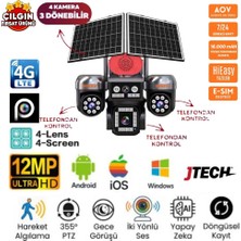 Midcom Hieasy App 4 Kamera 12MP 4K Aov Esim 4g Gece Renkli Görüş Insan Takibi Solar Ptz Akıllı Kamera