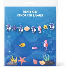 Dizayn Parti Evi Dzyn Deniz Kızı Dekoratif Banner Mermaid Konsept Doğum Günü Süsleme Afiş