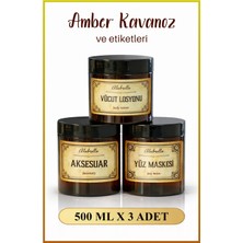 Alubrella 3'lü Amber Kavanoz ve Kozmetik Temalı Etiketleri