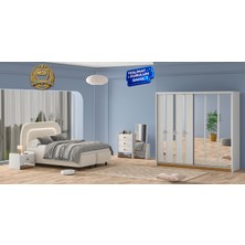 Vieva Yonca Yatak Odası Takımı Sürgülü Gardırop Bazalı Kurulum Montaj Dahil