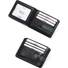 Ancora Leather Hakiki Deri-Minimal Tasarım KARTLIK-26205-Siyah/Yeşil-KIŞIYE Özel Isim Baskılı
