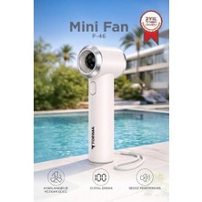 Torima Şarjlı El Vantilatörü Dijital Göstergeli 5 Kademeli Turbo Mini Fan F46 Beyaz