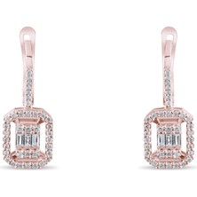Lial Diamond 0.44 Karat Baget Pırlanta Küpe ,doğal Pırlanta, Sertifikalı Mücevher