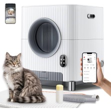 Otomatik Temizleme Özellikli Elektrikli Giriş Kapılı Kedi Kum Kabı,5g Desteği/video Izleme/uygulama Kontrolü/sıkışma Önleyici/koku Giderici