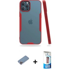 Marsilyan™- iPhone 12 Pro Max Kılıf Atlas Asil Serisi - Siyah 5d Eko Cam Ekran Koruyucu + Pembe Shine Kamera Lens Koruma Cam