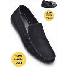 Ispartalılar 3290 Esnek Rahat Taban Siyah Hakiki Deri Erkek Ayakkabı Yazlık Casual Laofer Erkek Ayakkabı