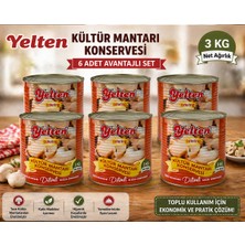 Yelten Kültür Mantarı Konservesi 3 kg x 6 Adet (18 Kg) Dilimli Catering Tipi Süper Ekonomik Set