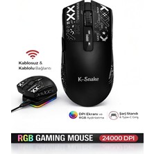 Deanb Kablosuz Oyuncu Mouse 24000 Dpı 1000Hz Rgb Şarj Istasyonlu Dijital Göstergeli Gaming Mouse