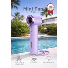 Torima Şarjlı El Vantilatörü Dijital Göstergeli 5 Kademeli Turbo Mini Fan F46 Mor