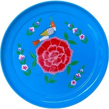 Dedemin Emayeleri Tepsi Mavi Kuşlu (26 Cm)