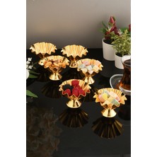 Luminzo Anos 6 Parça Şekerlik Lokumluk Gold Ayaklı Sunum Tabağı Sofra Takımı Ikram Misafir Servis