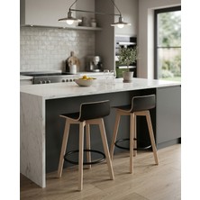 Tunçay Sandalye 2'li Set Munich Natural Ahşap Laminatlı Counter Bar Sandalyesi Ada Mutfak Sandalyesi Demonte