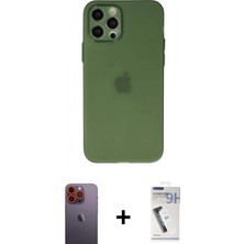 Marsilyan™- iPhone 12 Pro Max Kılıf Atlas Minimal Prime - Şeffaf Uv Polymer Nano Ekran Koruyucu + Turuncu Neon Fosforlu Kamera Lens