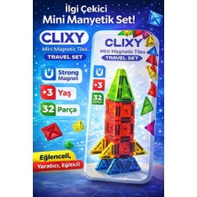 Scntoys Manyetik Yapı Blokları 32 Parça Seyahat Tipi Mini Bloklar Çocuklar Için Renkli 3 Boyutlu Manyetik