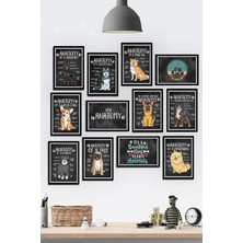 Tontilika 12 Parça Çerçeve Görünümlü Köpekler Anatomi Veteriner Temalı Mdf Tablo Seti (80X80 Cm)