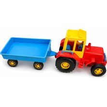 65 cm Römorklu Oyuncak Traktör – Büyük Boy, Hareketli Tekerlekli, Sök-Tak Römorklu