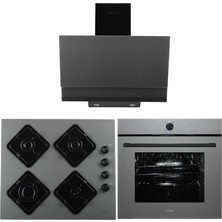 Alveus Kurox 3'lü Gri Ankastre Set(Cam Gazlı Ocak + Turbo FIRIN)(3000-KLS670-MFA631)