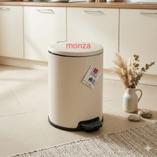 Primanova Cigo Pedallı Banyo Mutfak Ofis Çöp Kovası 12LT Bej iç Kısım Siyah