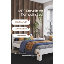 Renazzo Mobilya Letto Modern Tek Kişilik Mdf Karyola ve 2’li Komodin Set - 1. Sınıf 18 mm Mdf Şık Yatak Odası Takımı