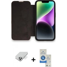 Marsilyan™- iPhone 14 Pro Max Kılıf Siluet Minimal Serisi - Şeffaf Royal Nano Ekran Koruyucu + Gümüş Band Metal Kamera Lens