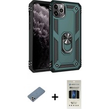 Marsilyan™- iPhone 11 Pro Kılıf Ahenk Klasik Koleksiyonu - Siyah 5d Hayalet Cam Ekran Koruyucu + Gümüş Shine Kamera Lens Koruma Cam