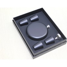 Nemere 4 Shot Bardaklı Matara Seti Yuvarlak Siyah