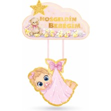 Dizayn Parti Evi Dzyn Hoşgeldin Bebeğim Kapı Süsü Kız Bebek Pembe Kapı Dekoru Baby Shower Hastane Odası Süsü