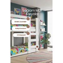 Renazzo Mobilya Agonya Modern Mdf Iki Katlı Ranza- 1. Sınıf Mdf Kompakt Tasarım Sağlam Merdivenli Iki Katlı Karyola