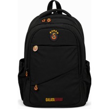 Galatasaray Lisanslı Siyah Sırt Çantası - Çapraz Cep Detaylı Laptop Bölmeli Okul Çantası