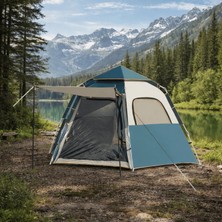 Dft 4 Kişilik Oto.çadır  2,1x2,1x1,5 cm -Yeşil-Bej