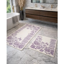 Mandaş Cotton Soft -Lila Beyaz- 2li Banyo Seti, Paspas Takımı