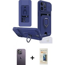 Marsilyan™- iPhone 13 Pro Max Kılıf Vadi Form Prime - Siyah 6d Mat Seramik Hayalet Nano Ekran Koruyucu + Beyaz Neon Fosforlu Kamera Lens