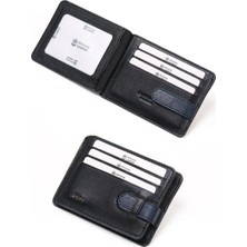 Ancora Leather Hakiki Deri-Minimal Tasarım KARTLIK-26205-Siyah/Parlement-KIŞIYE Özel Isim Baskılı