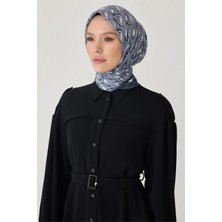 Belli Geometrik Desen Premıum Soft Gri Eşarp 3
