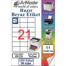ArtMaster A4 Hazır Beyaz Etiket 70X42MM 50 Sayfa 1 Paket 21 Li Kendinden Yapışkanlı Fotokopi Lazer Inkjet Kağıdı Yazıcılar Için